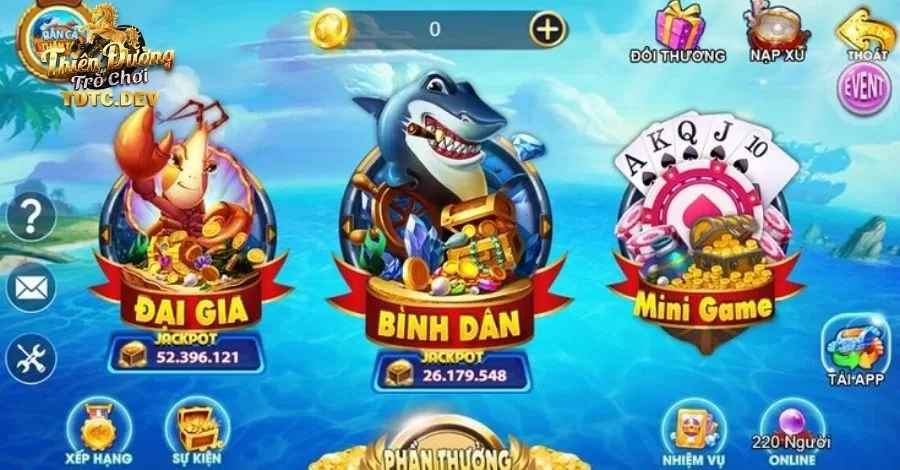 Bắn Cá Thần Tài - Siêu Phẩm Huyền Thoại Vạn Người Say Đắm 10 Sân chơi phát triển nhiều phòng bắn với nhiều cấp độ khác nhau